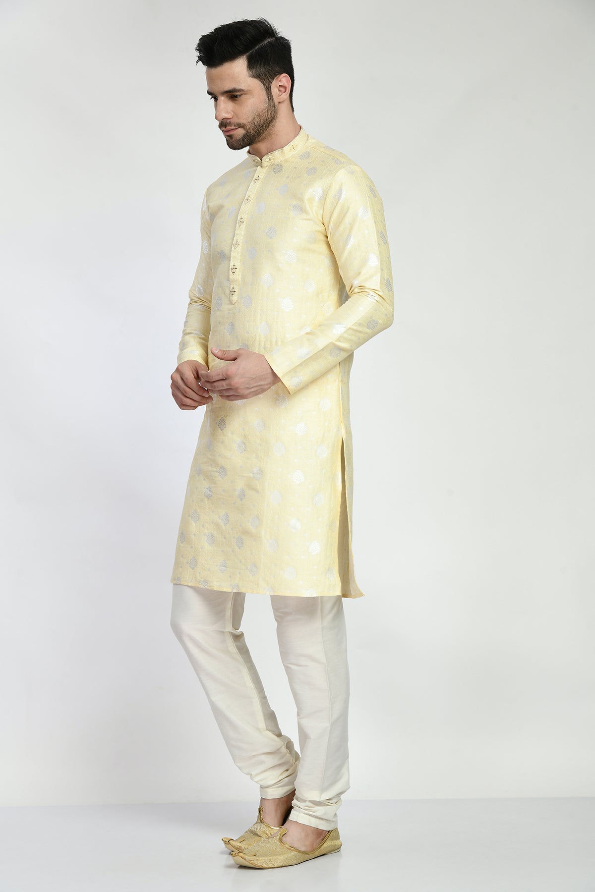 Cream Embellished Kurta Set