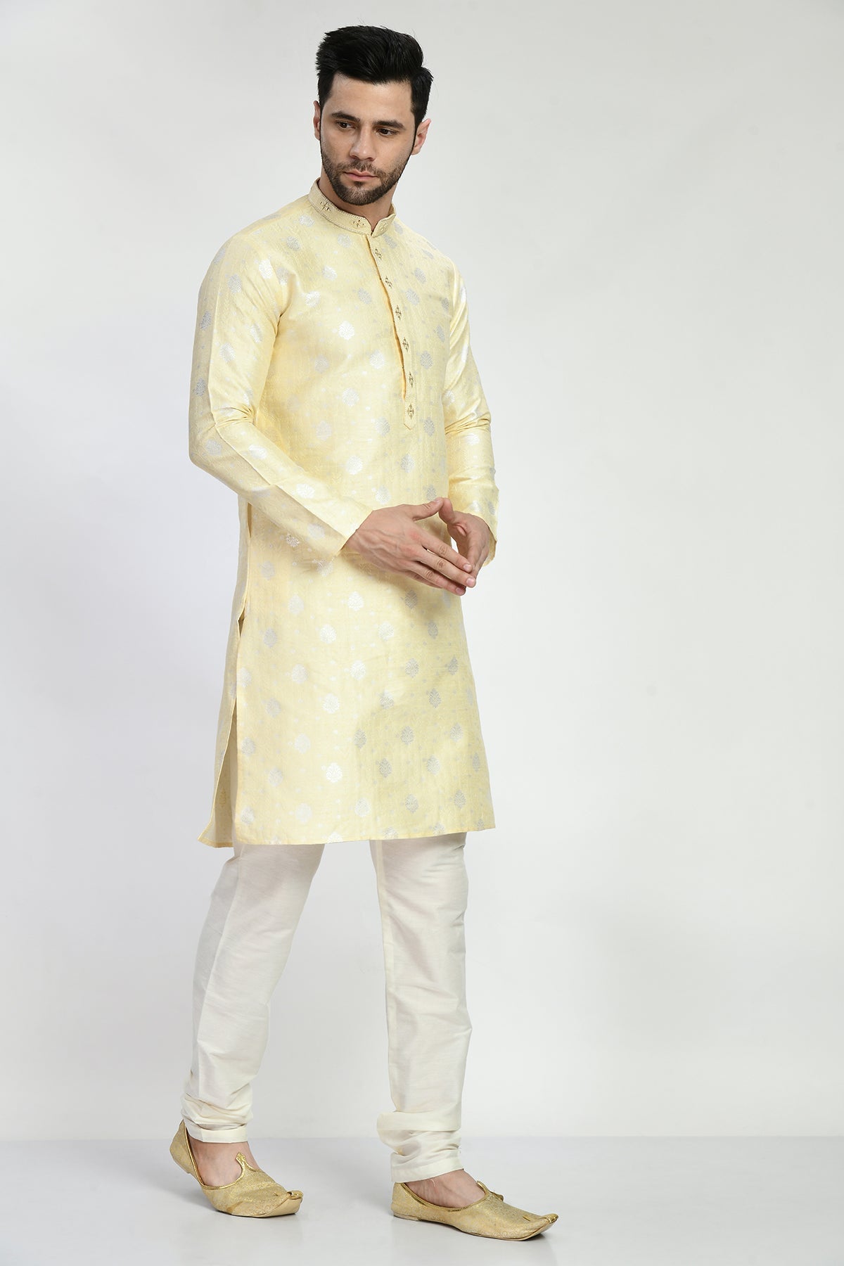 Cream Embellished Kurta Set