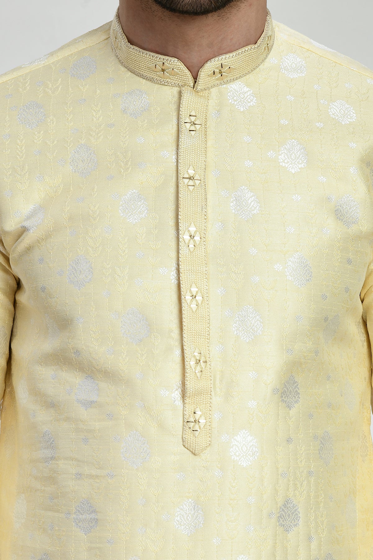 Cream Embellished Kurta Set