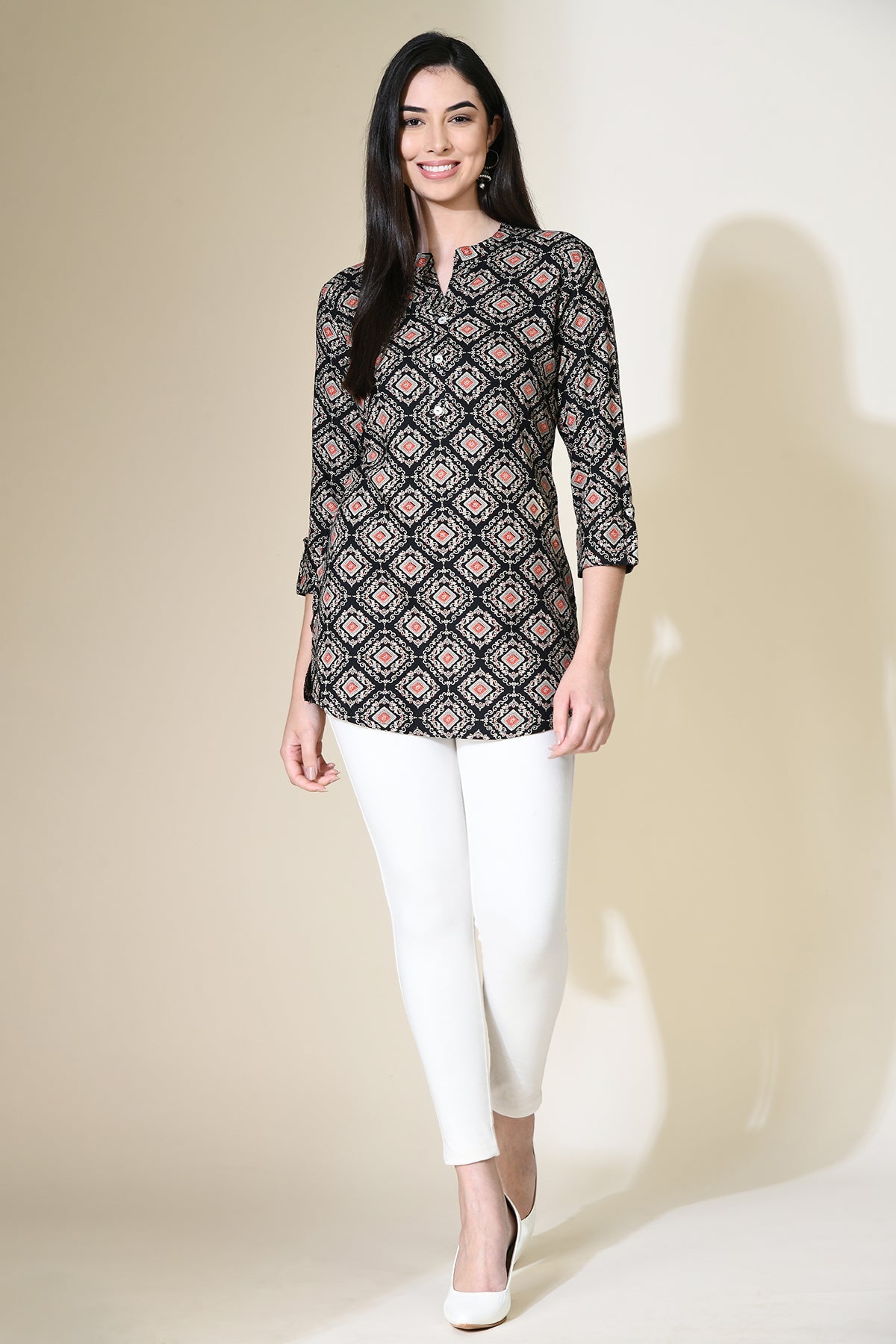 Black Ethnic Printed Top