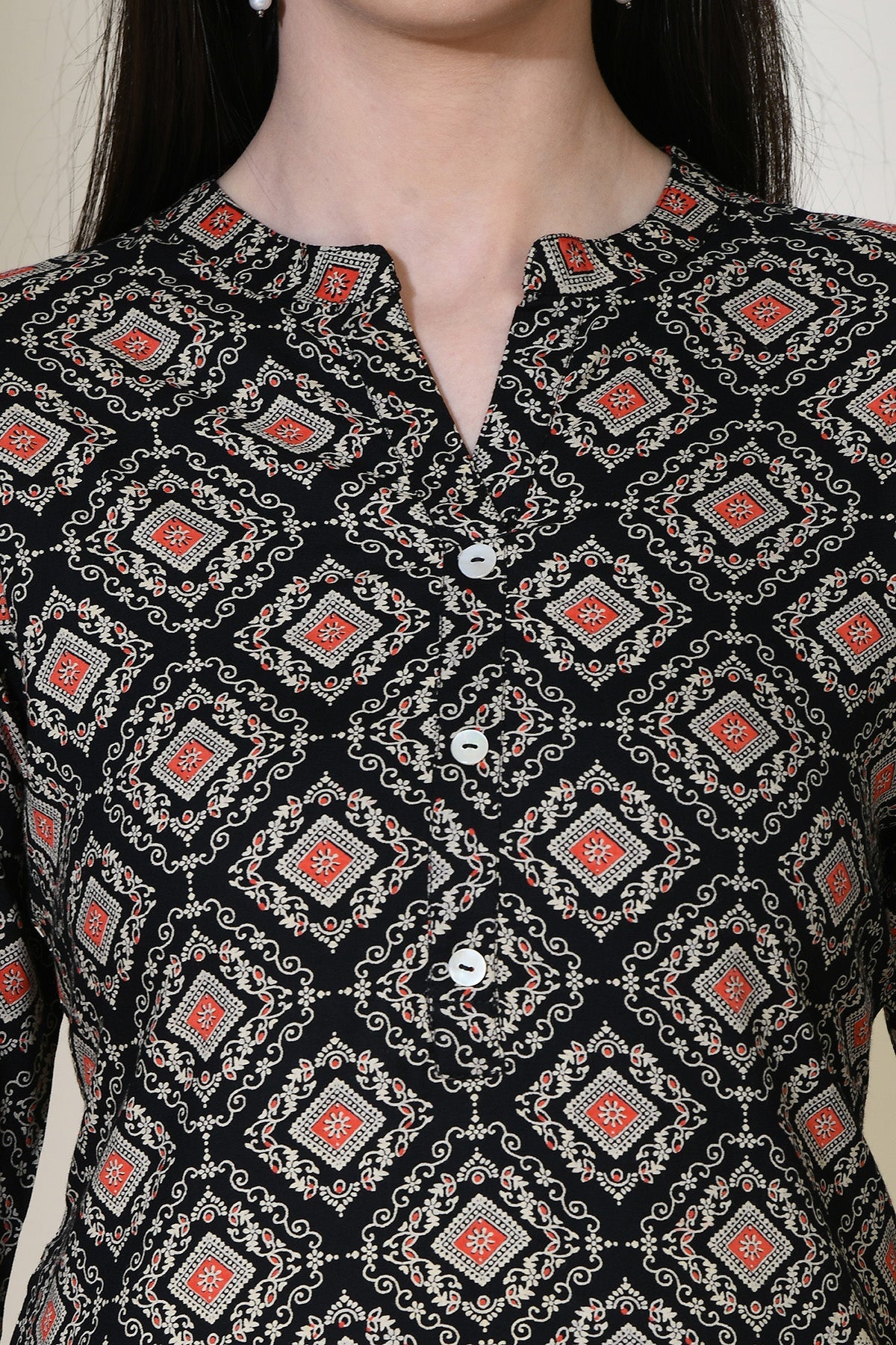 Black Ethnic Printed Top