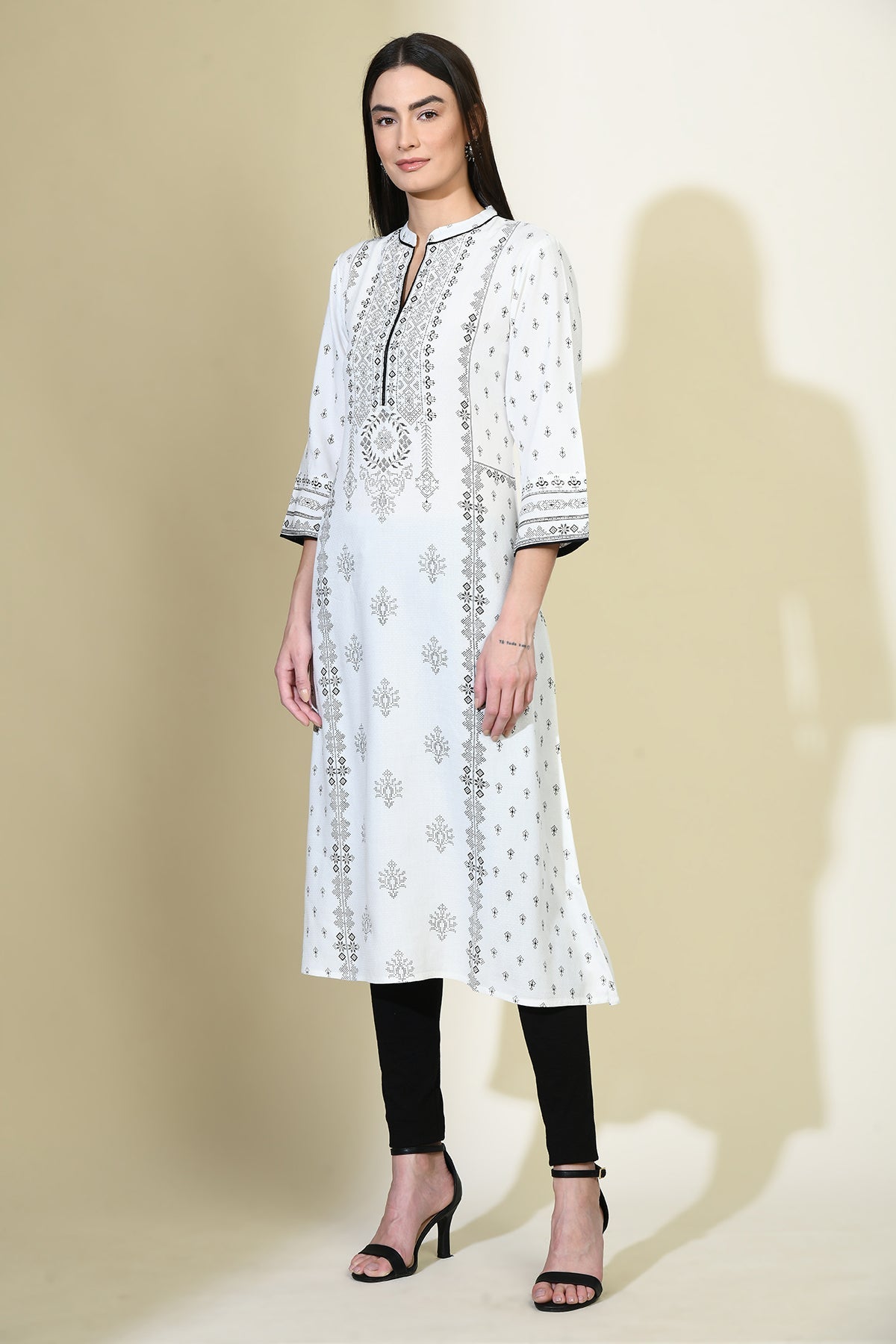 White Printed Kurta