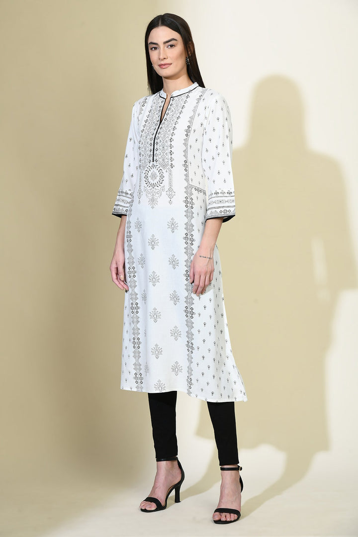 White Printed Kurta