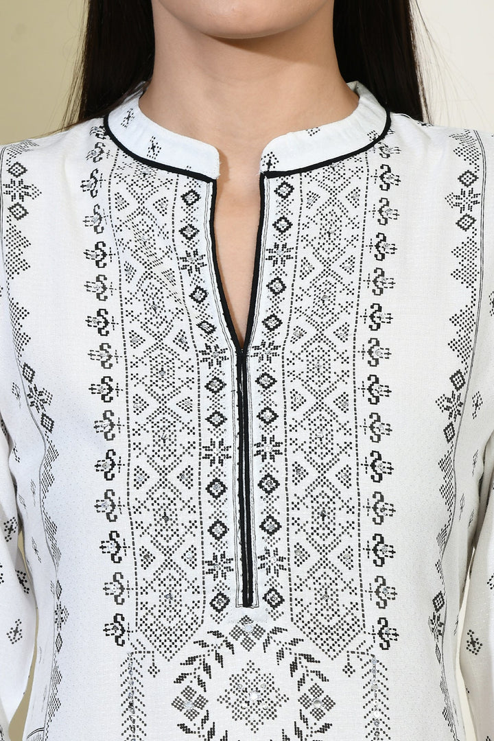 White Printed Kurta