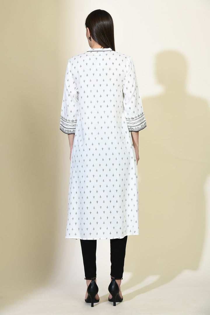 White Printed Kurta