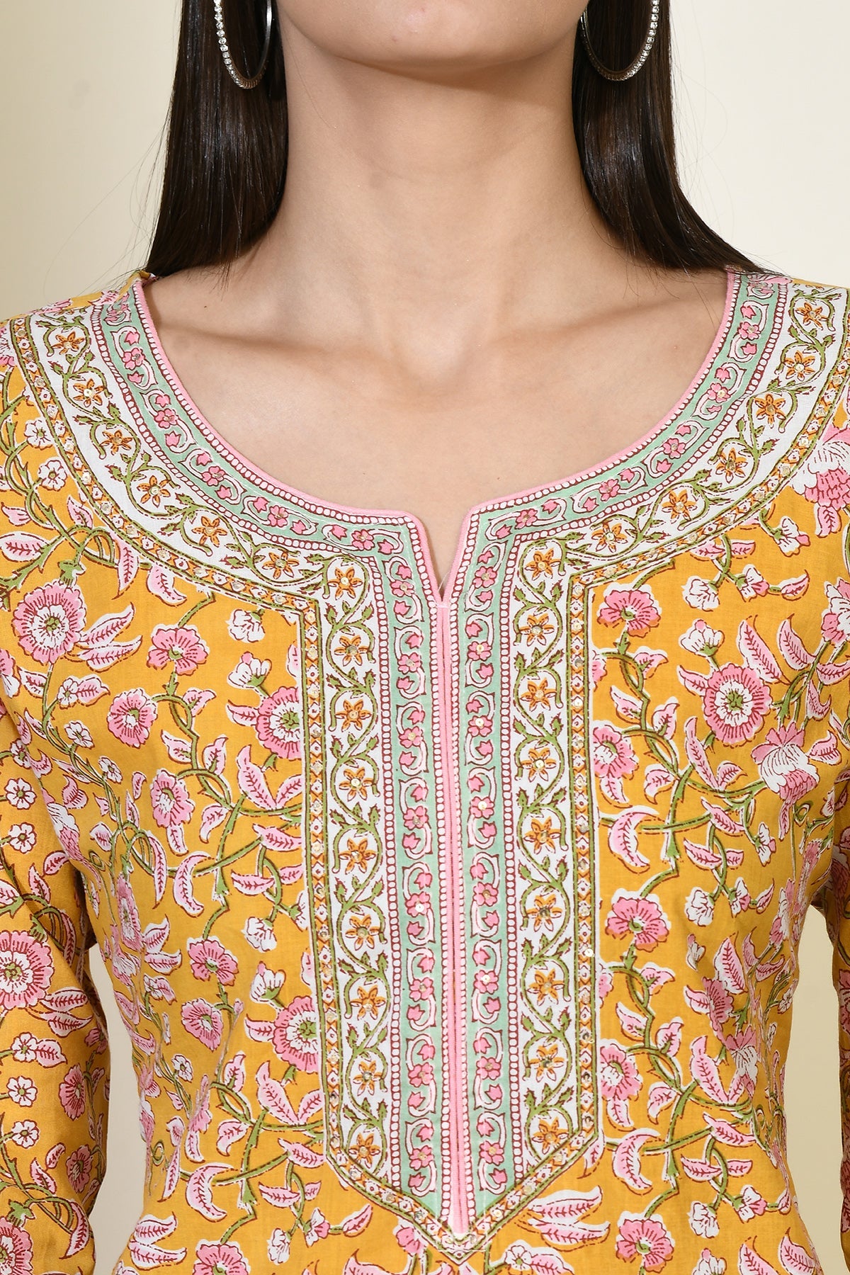 Mustard Printed Kurta