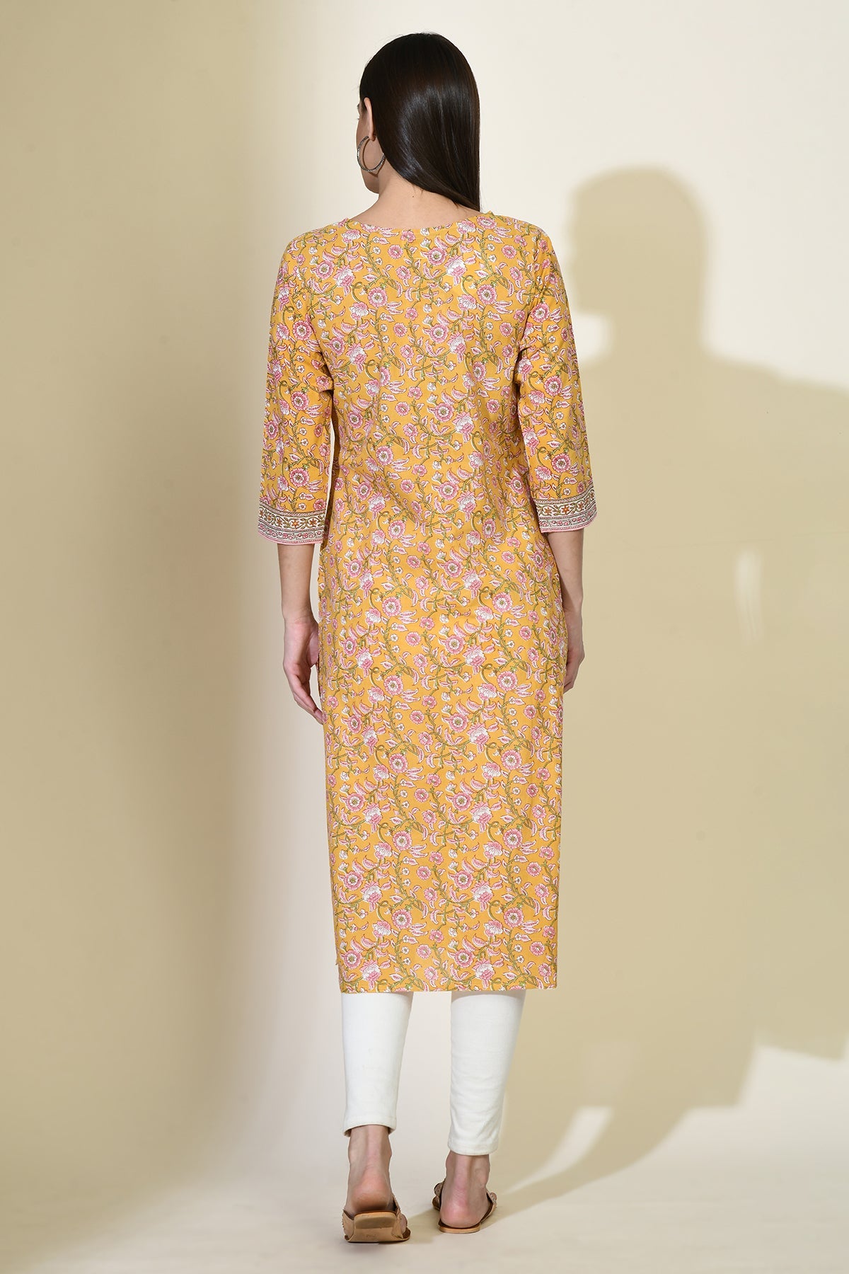 Mustard Printed Kurta
