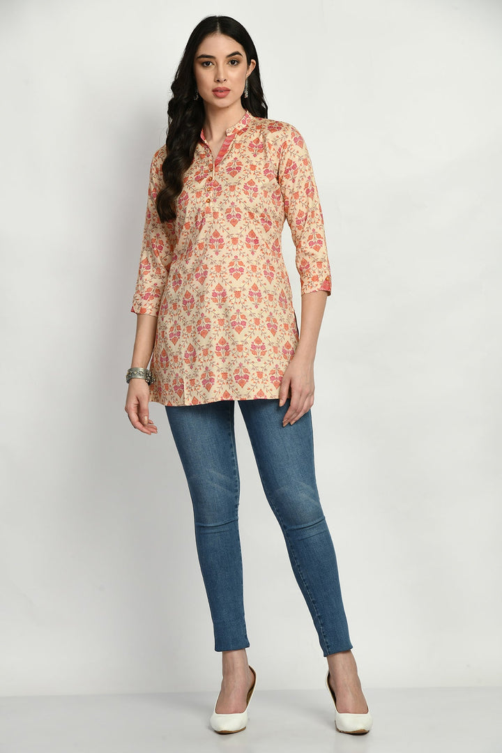 Beige Printed Top