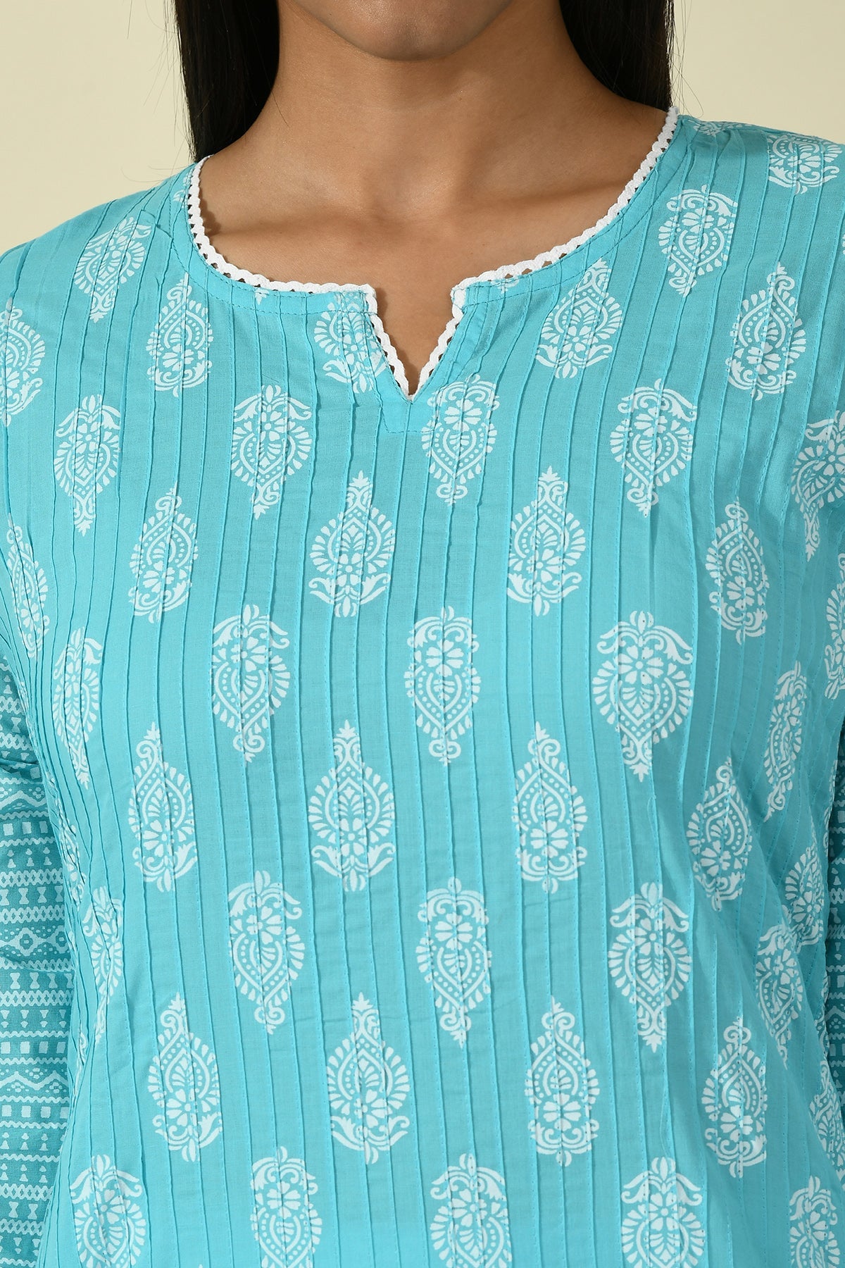 Blue Pintex Printed Kurta