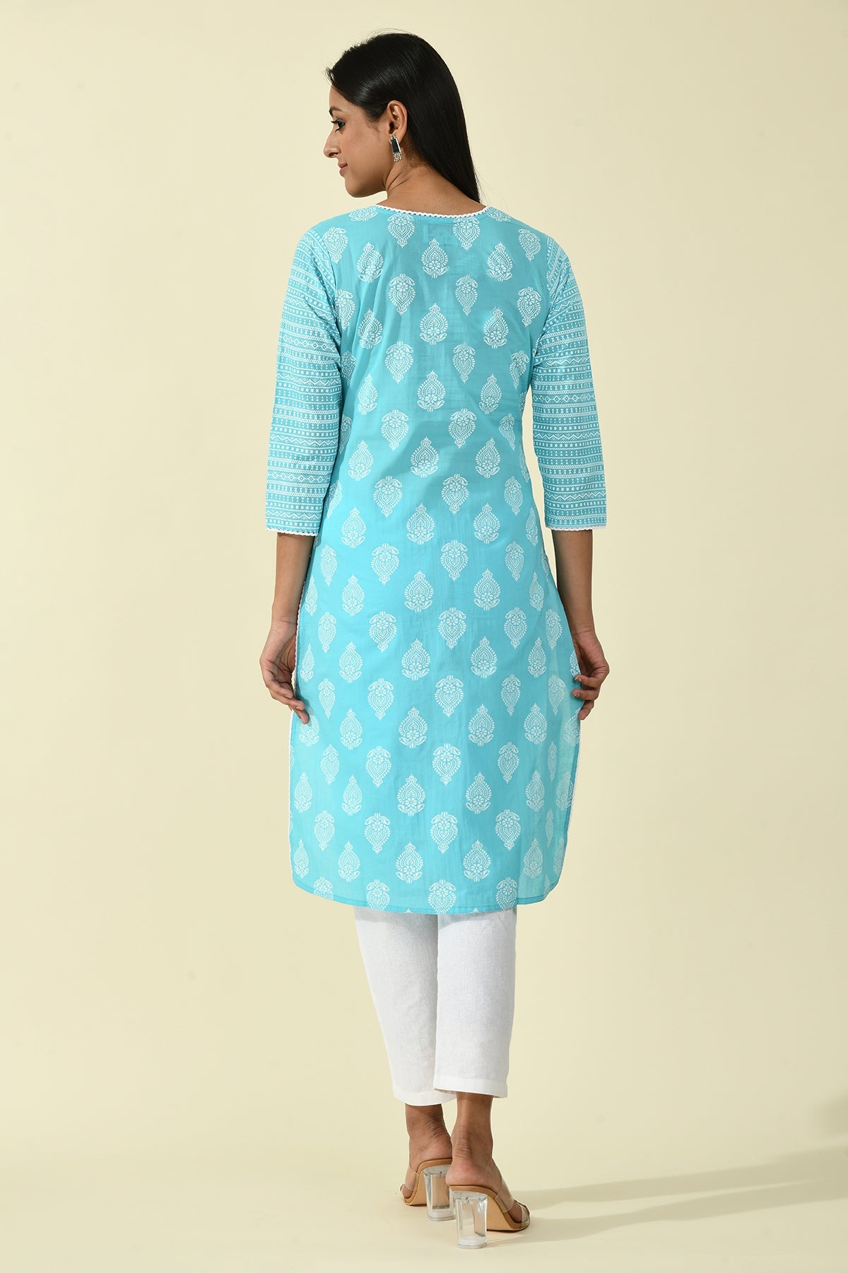 Blue Pintex Printed Kurta