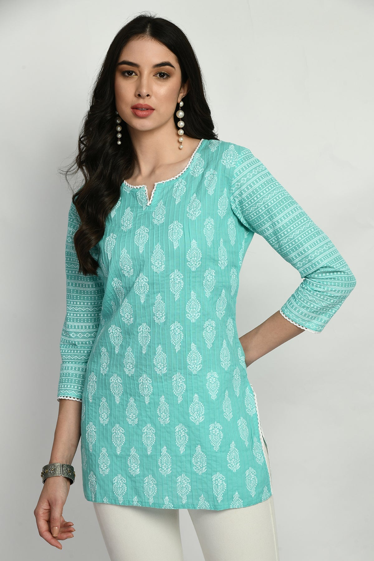Green Pintex Printed Top