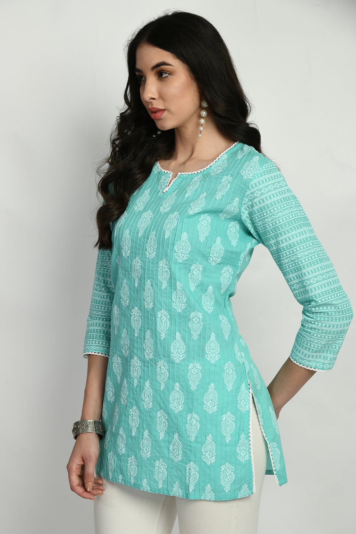 Green Pintex Printed Top