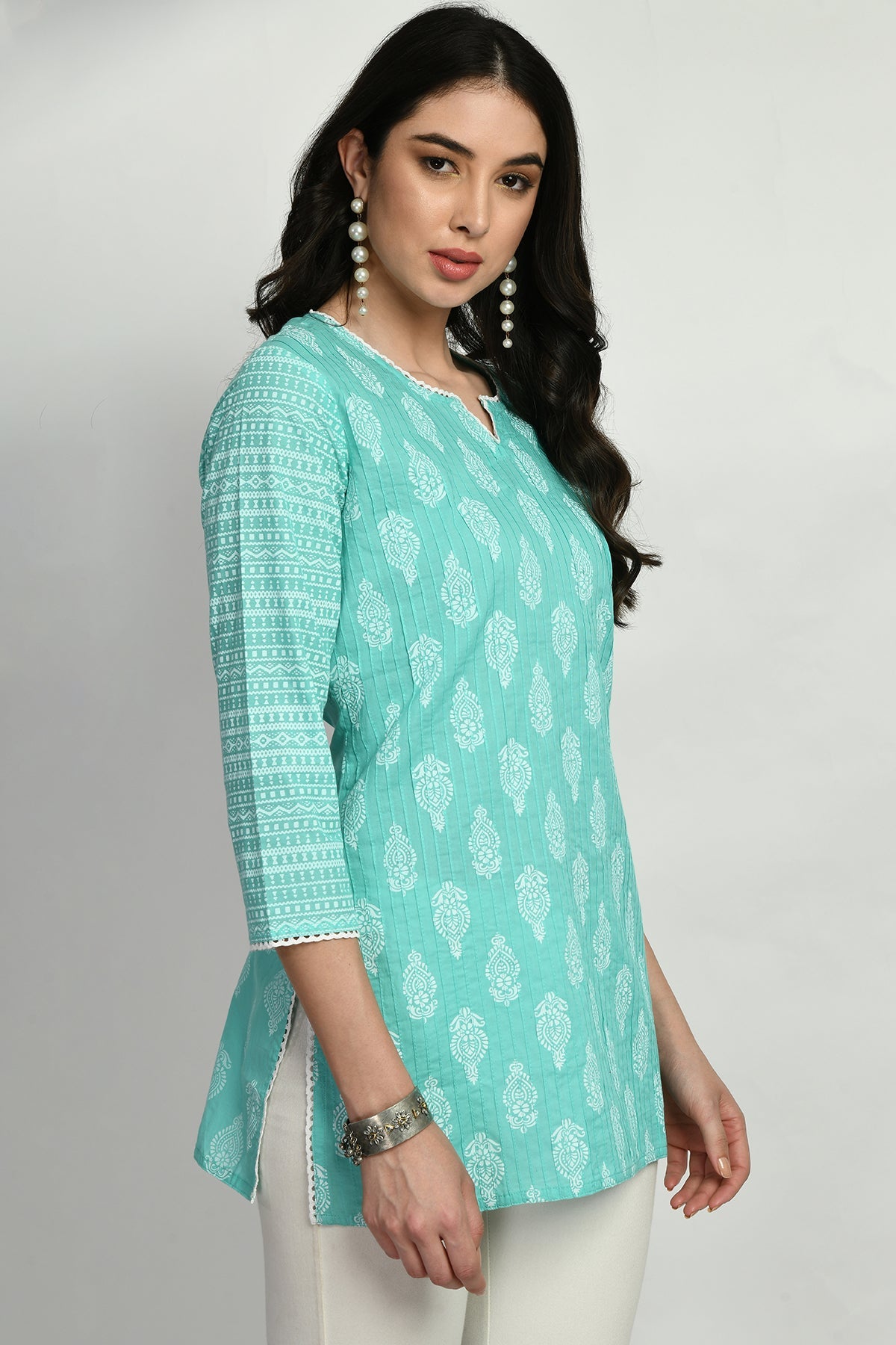 Green Pintex Printed Top