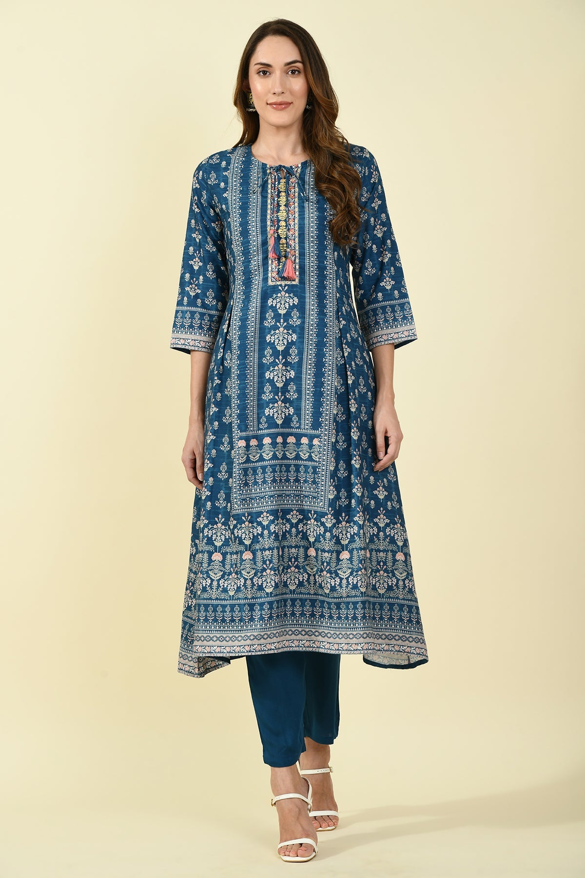 Blue Printed Kurta Set