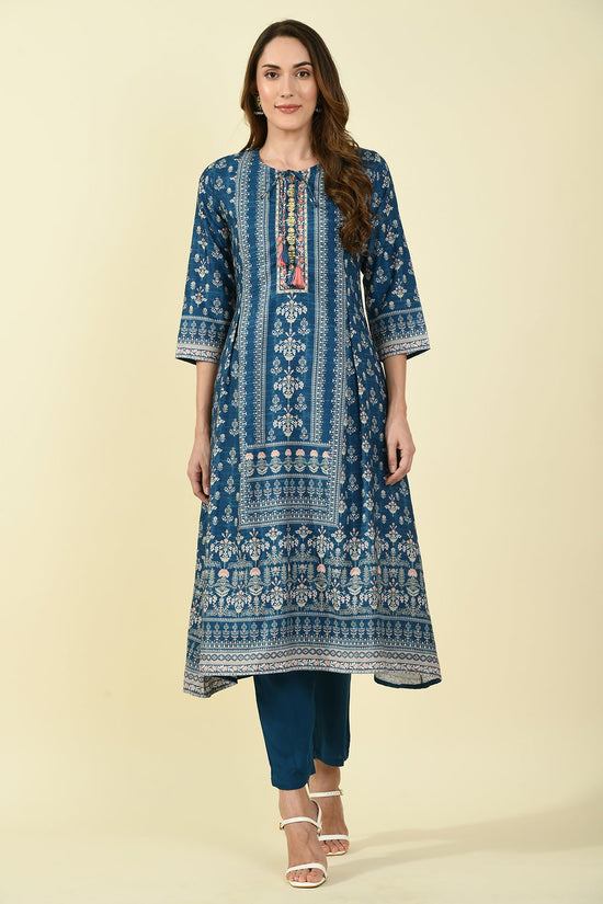Blue Printed Kurta Set