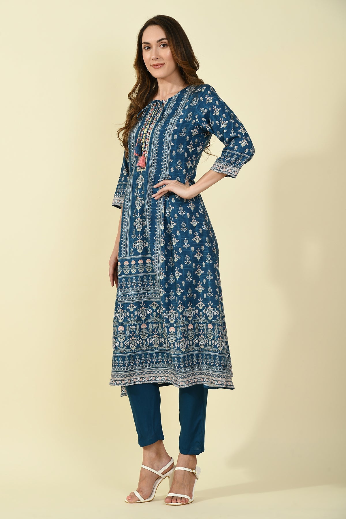 Blue Printed Kurta Set