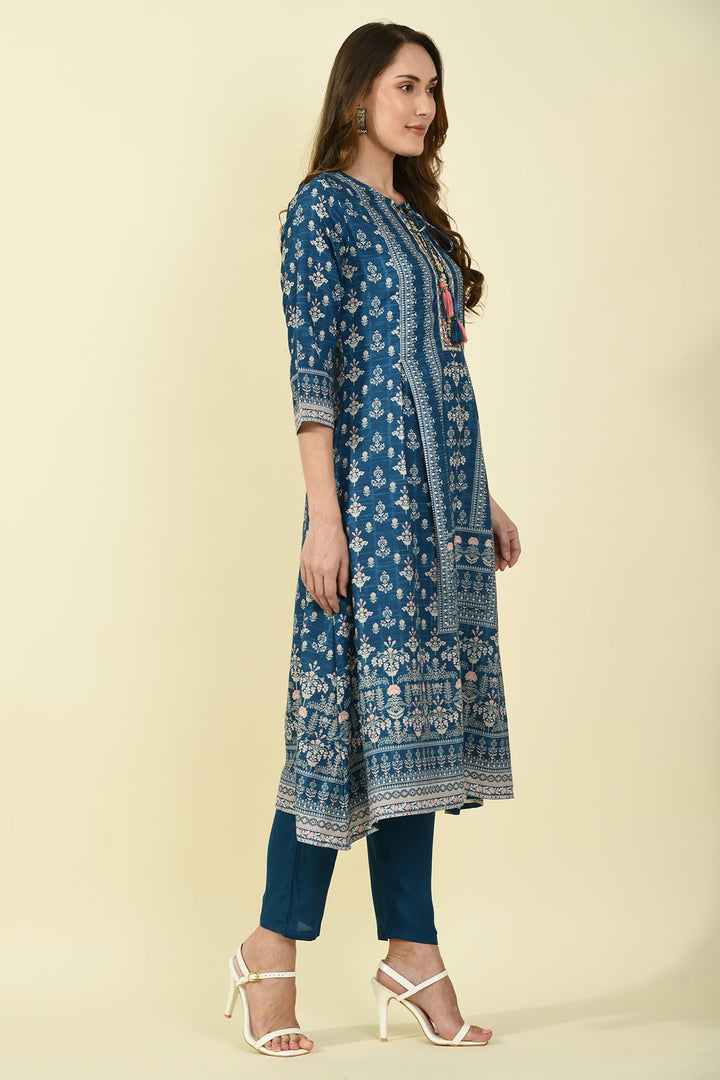 Blue Printed Kurta Set