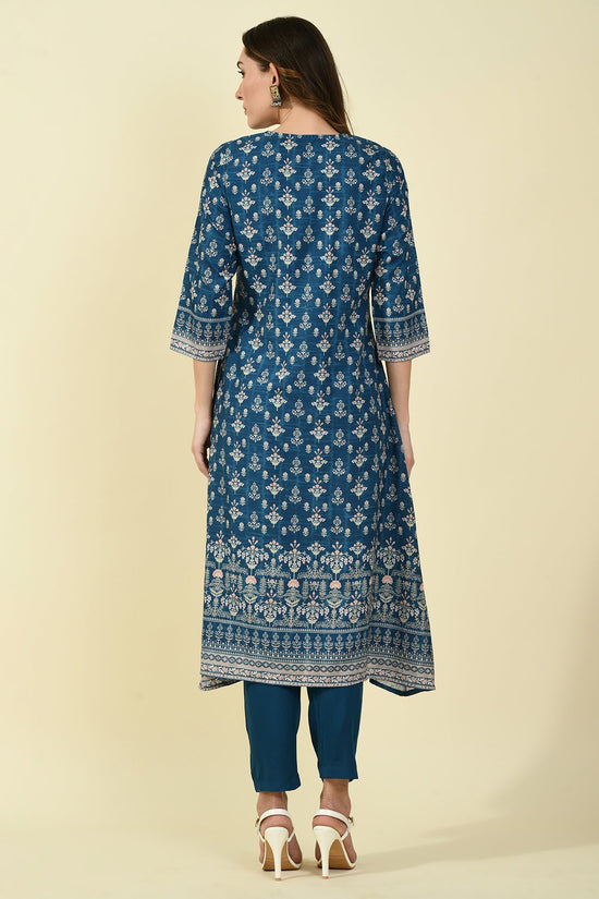 Blue Printed Kurta Set