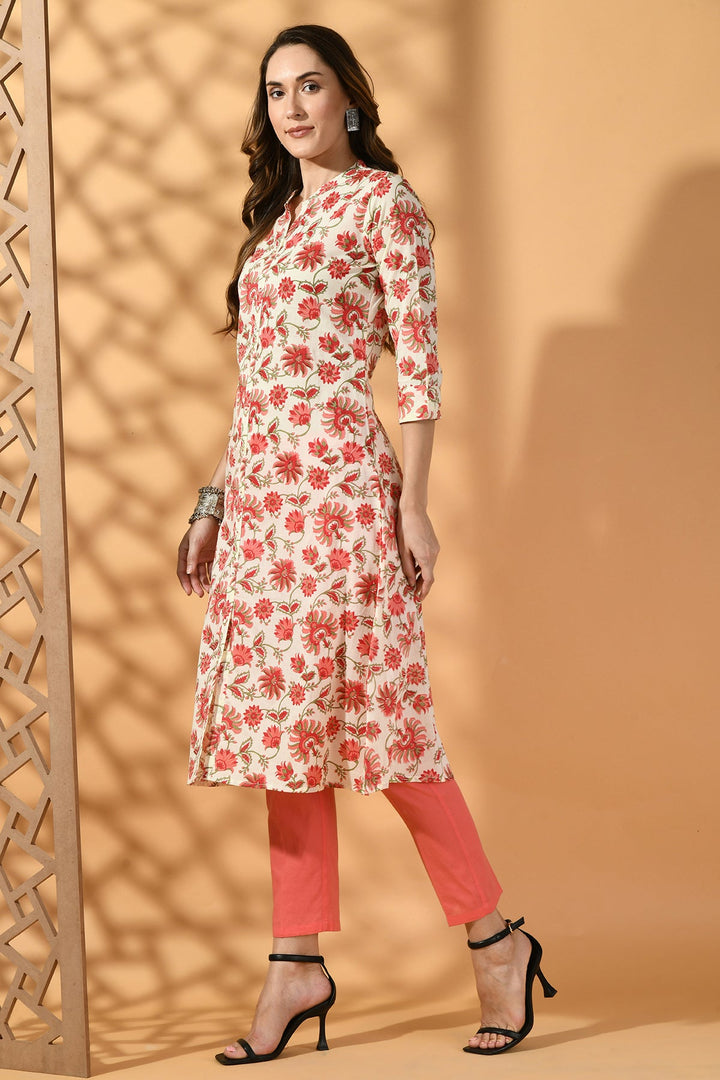 Cream Printed Kurta
