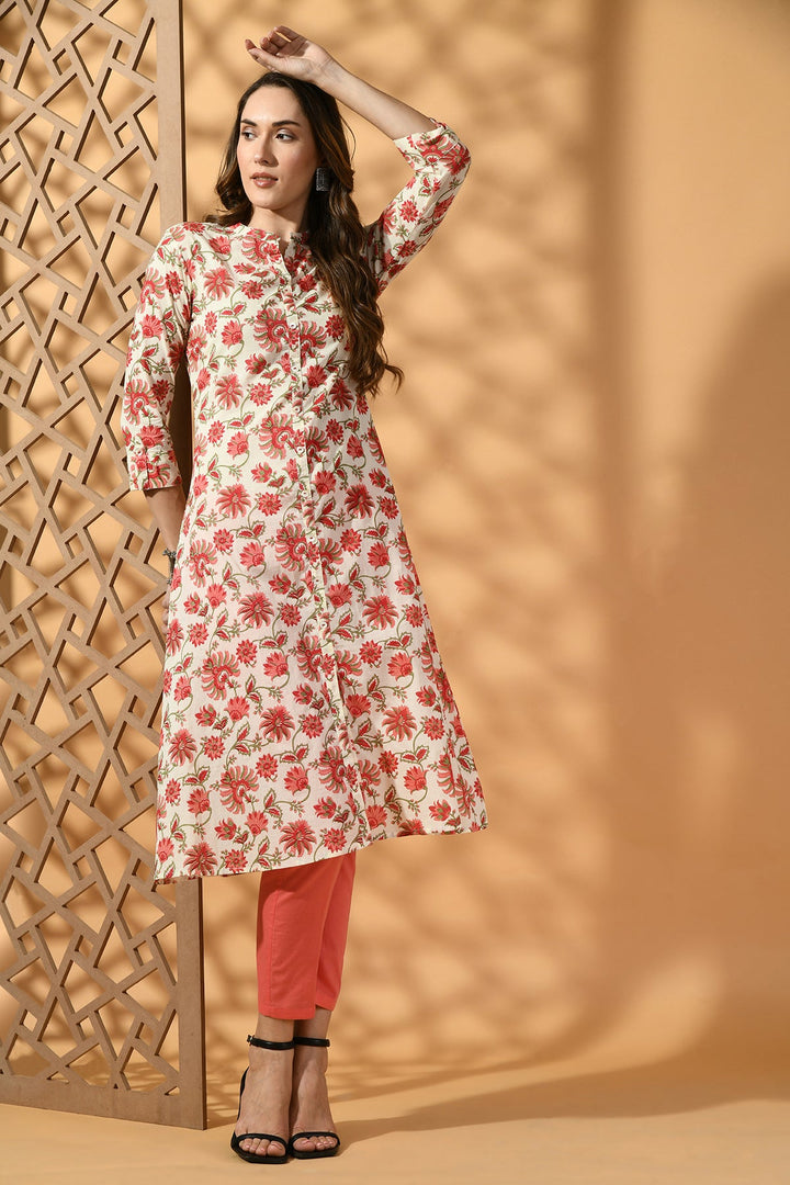 Cream Printed Kurta