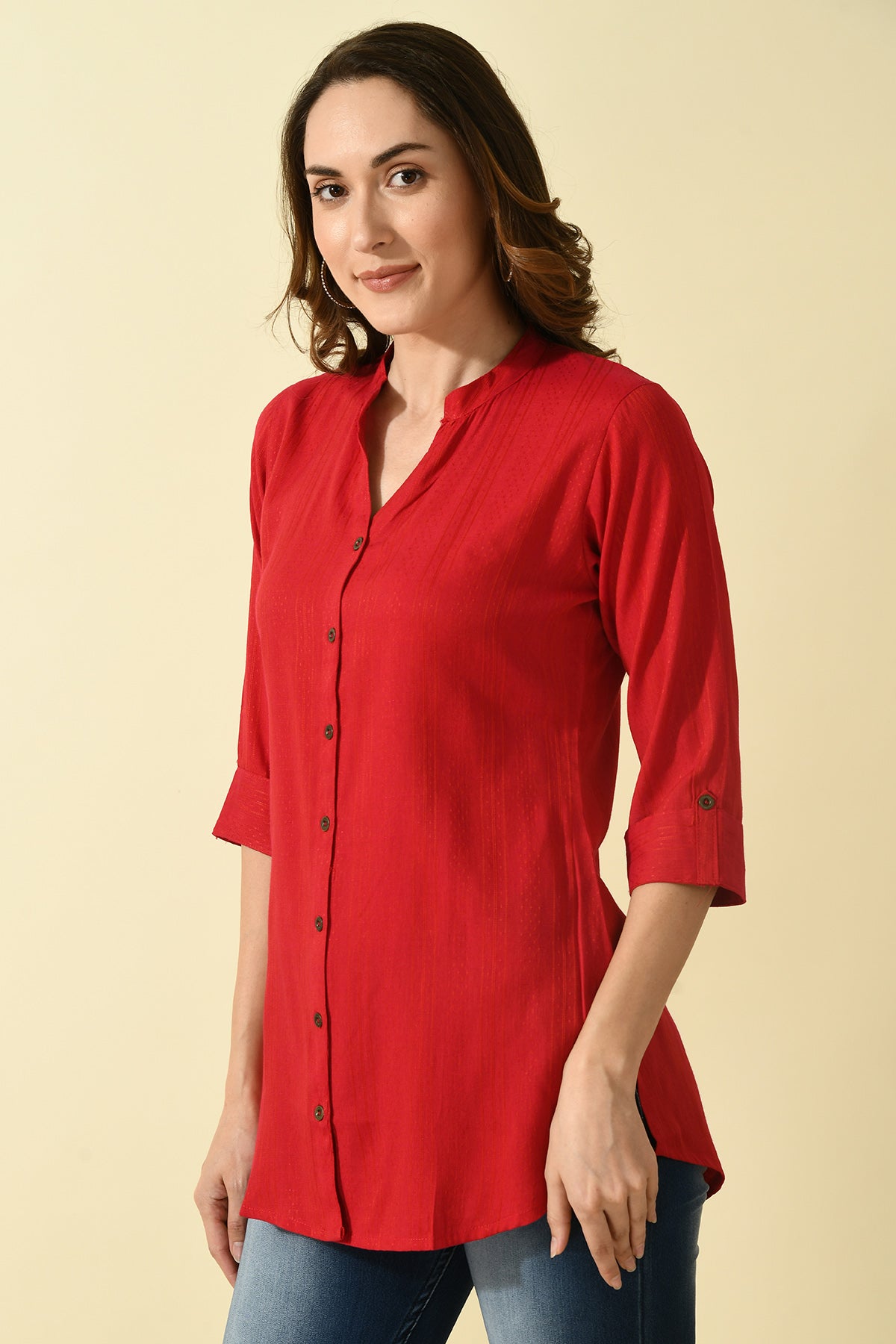 Magenta self design top