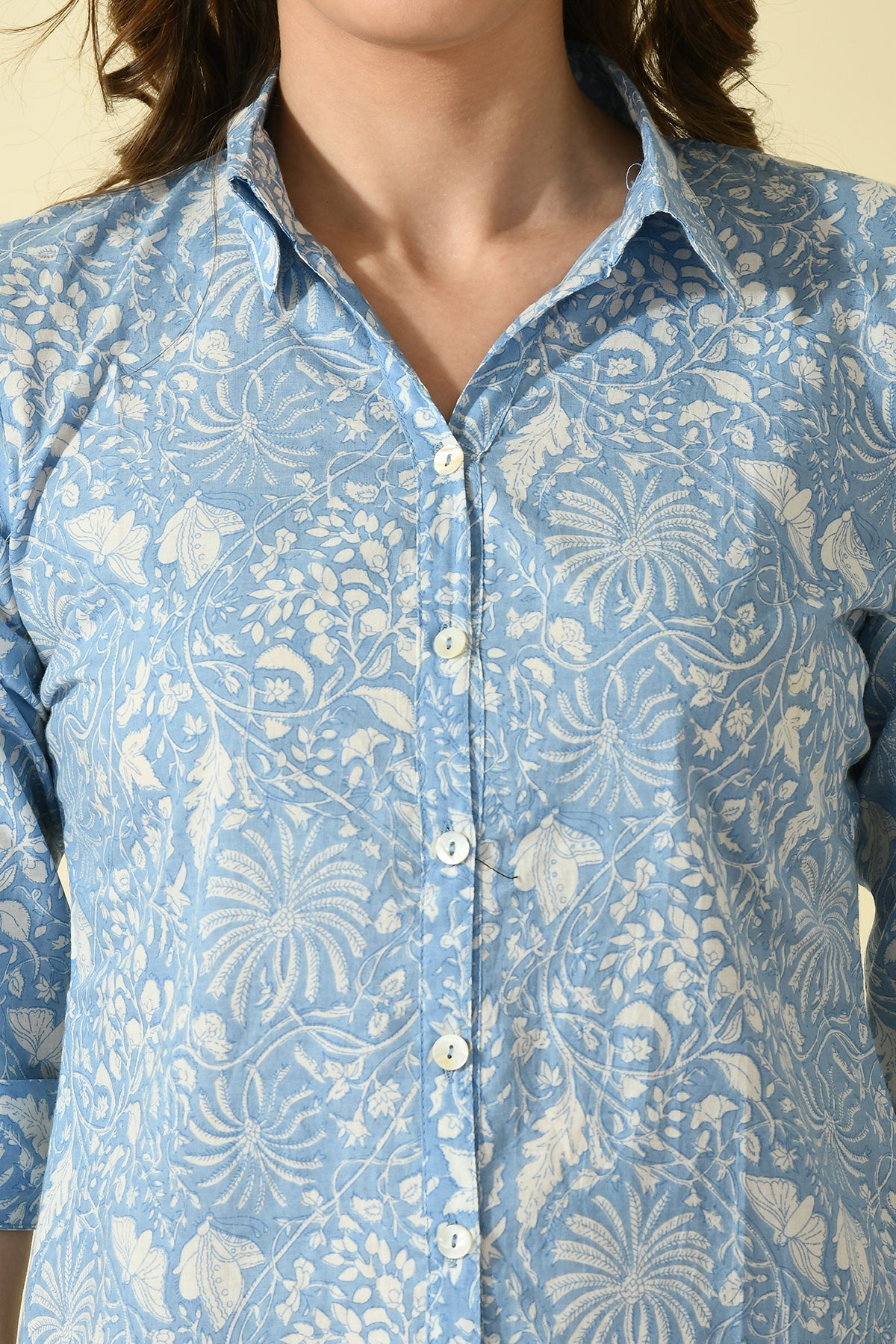 Blue Printed Straight Top