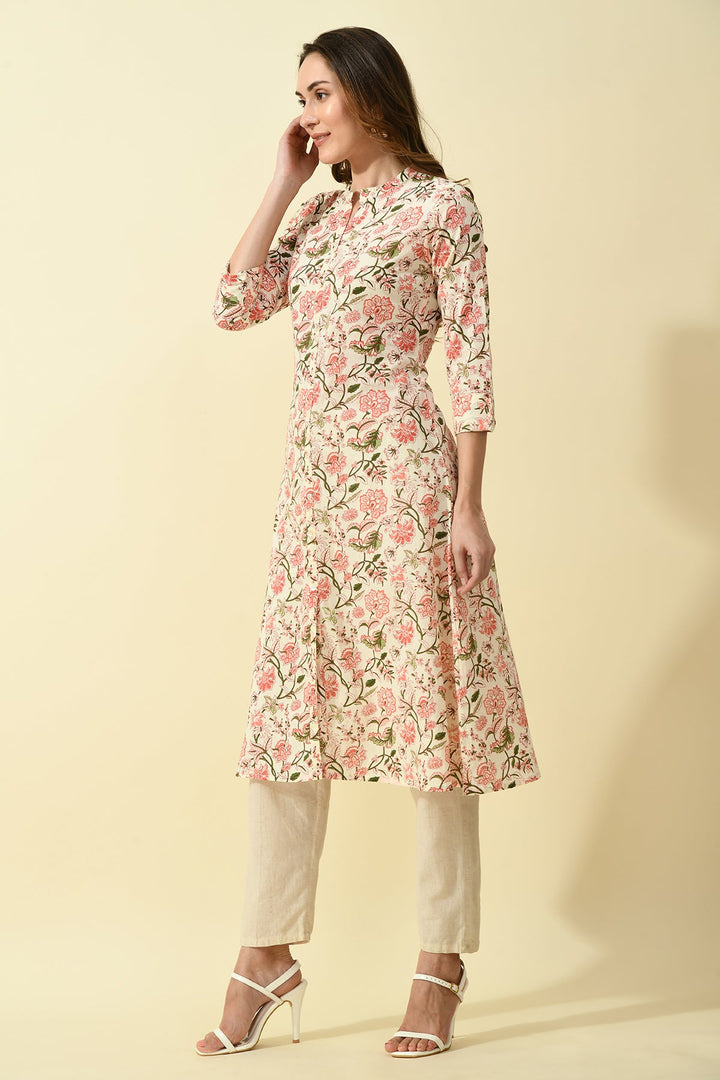 Cream Printed Kurta