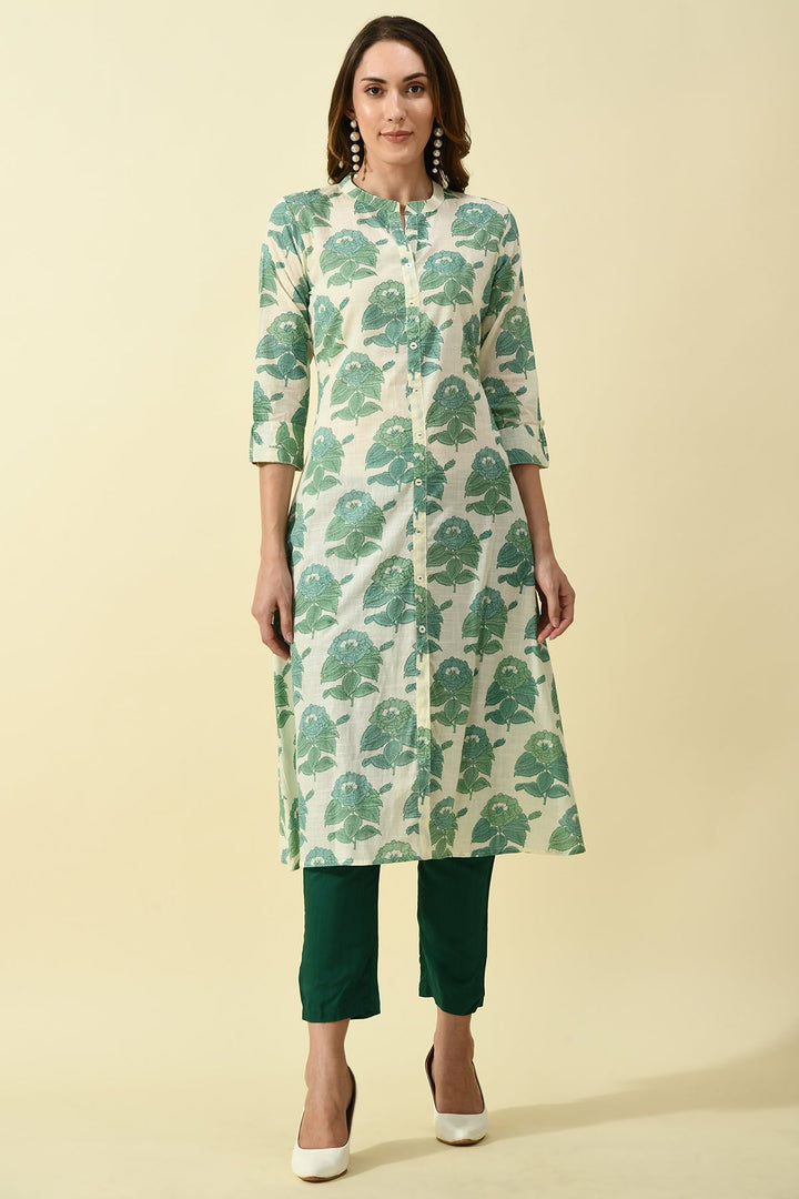Cream Printed Kurta