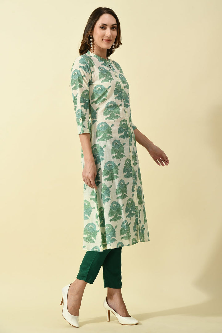 Cream Printed Kurta