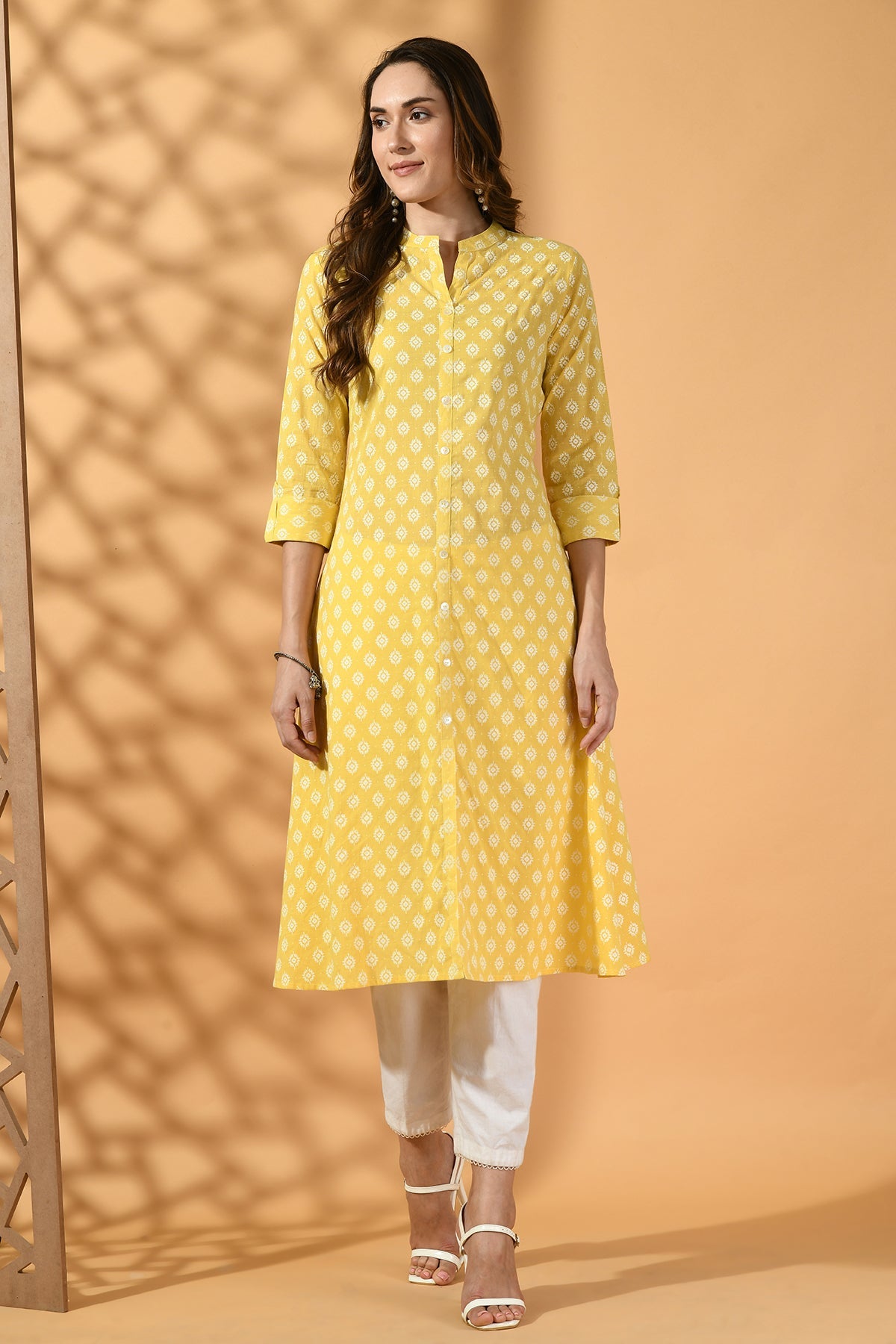 Yellow Printed Kurta