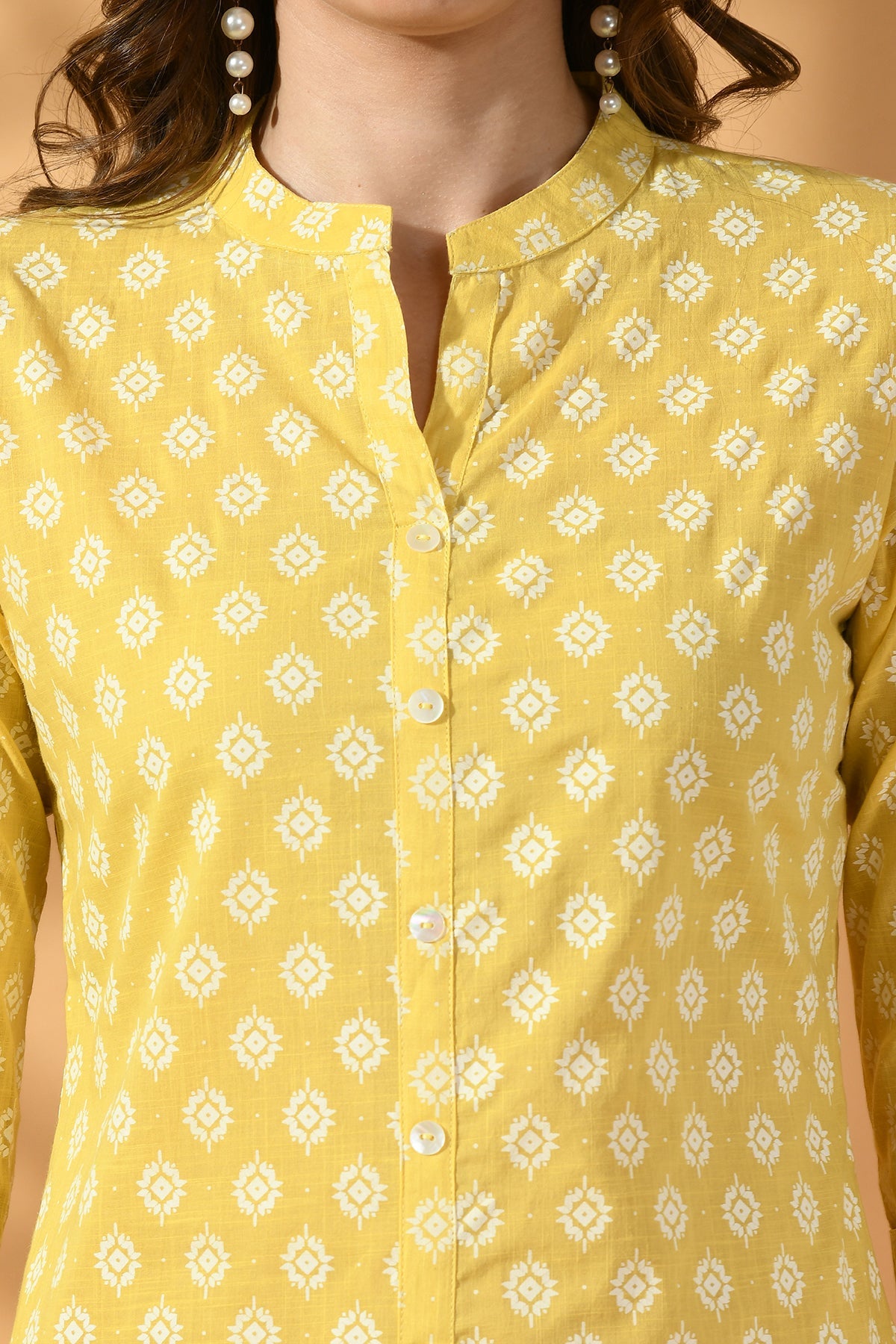 Yellow Printed Kurta