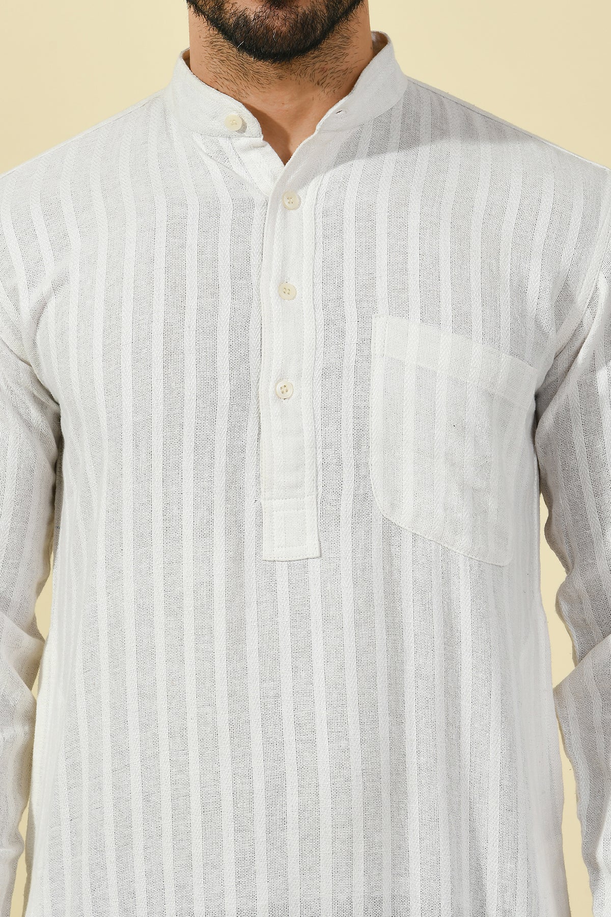 White Solid Lining Kurta