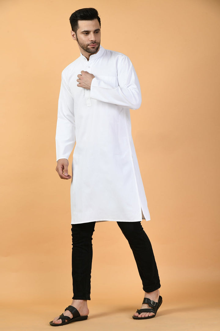 White Solid Kurta