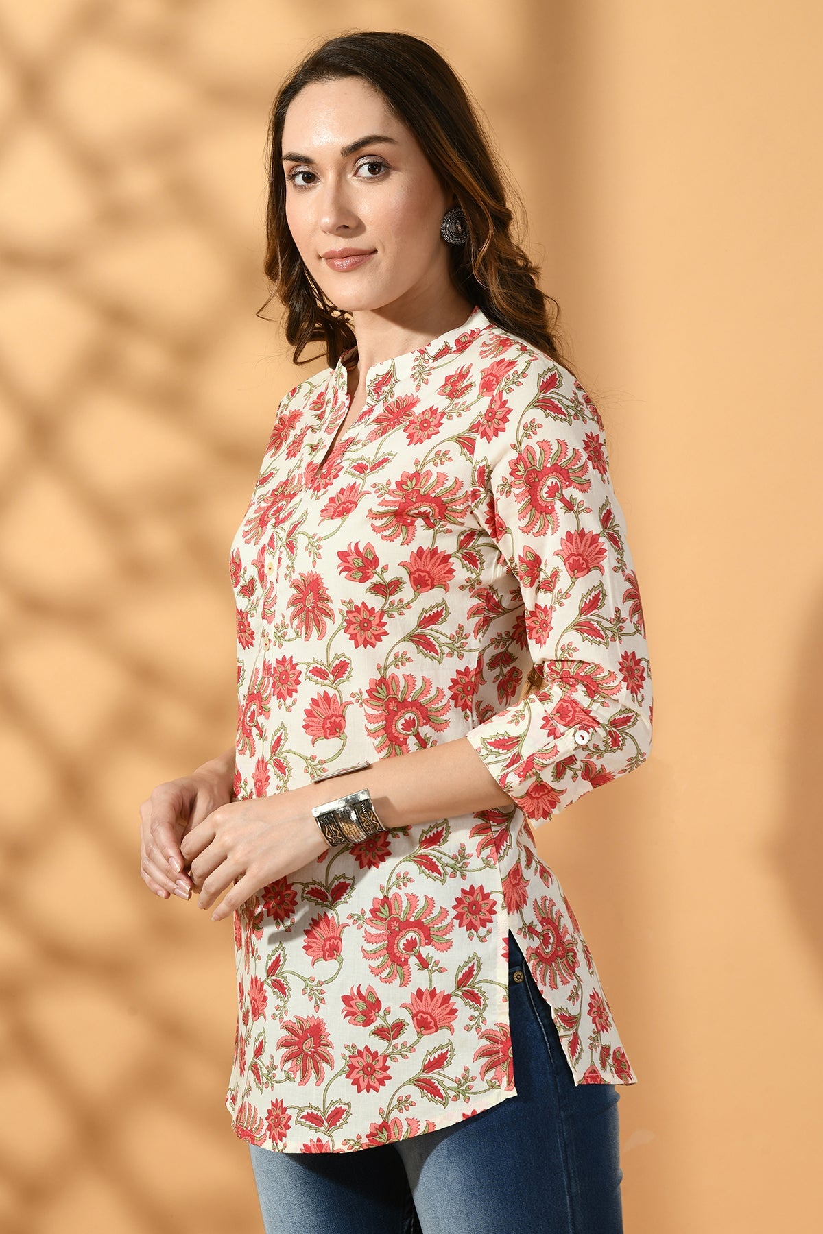 Cream Floral Printed Top