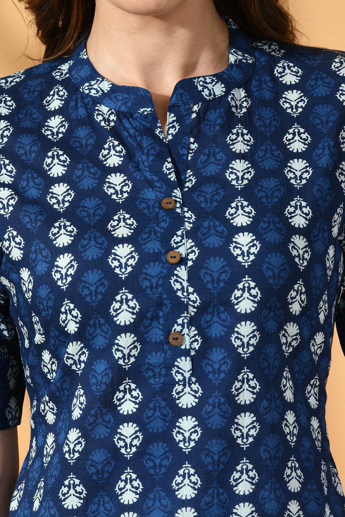 Blue Printed Straight Top