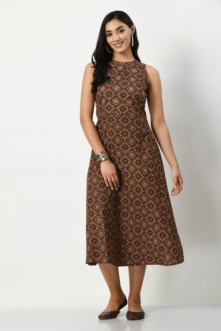 Brown Printed Kurta