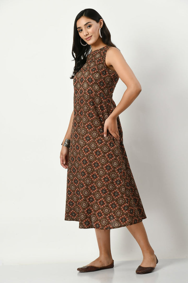 Brown Printed Kurta
