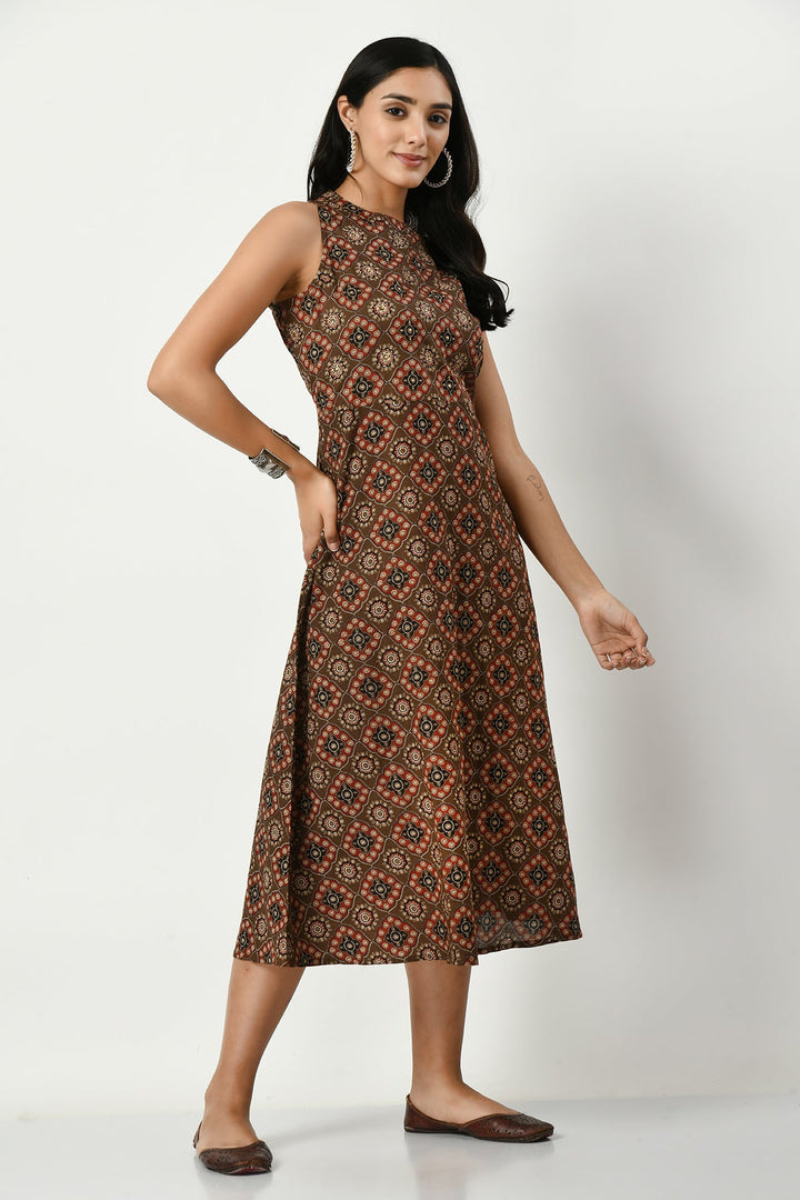Brown Printed Kurta