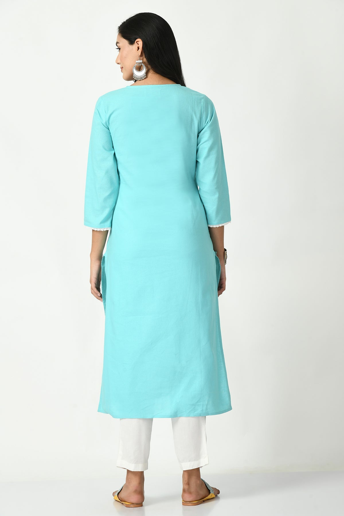 Sky Blue Yoke Embroidered Kurta