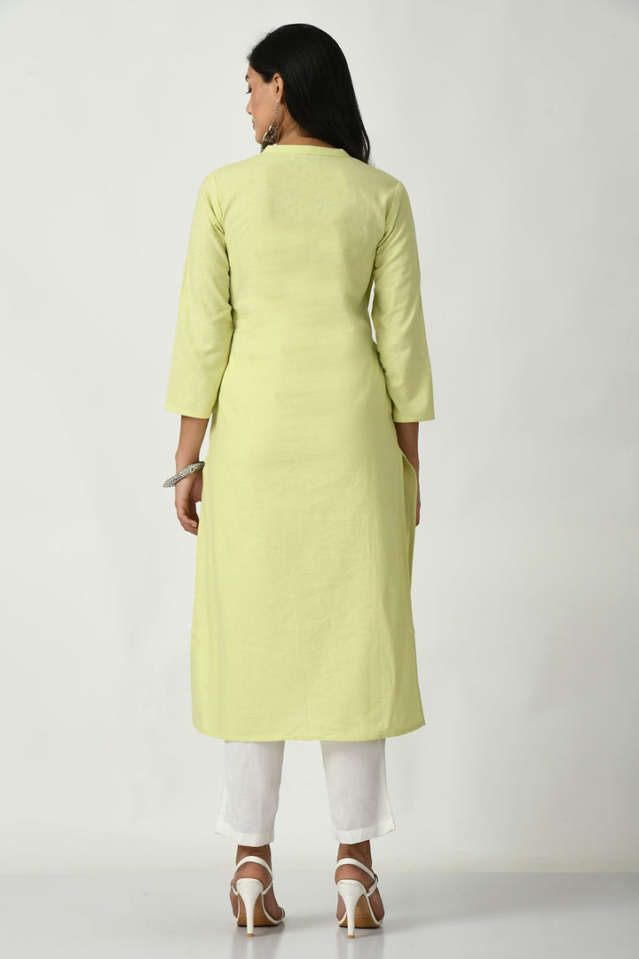 Green Yoke Embroidered Kurta