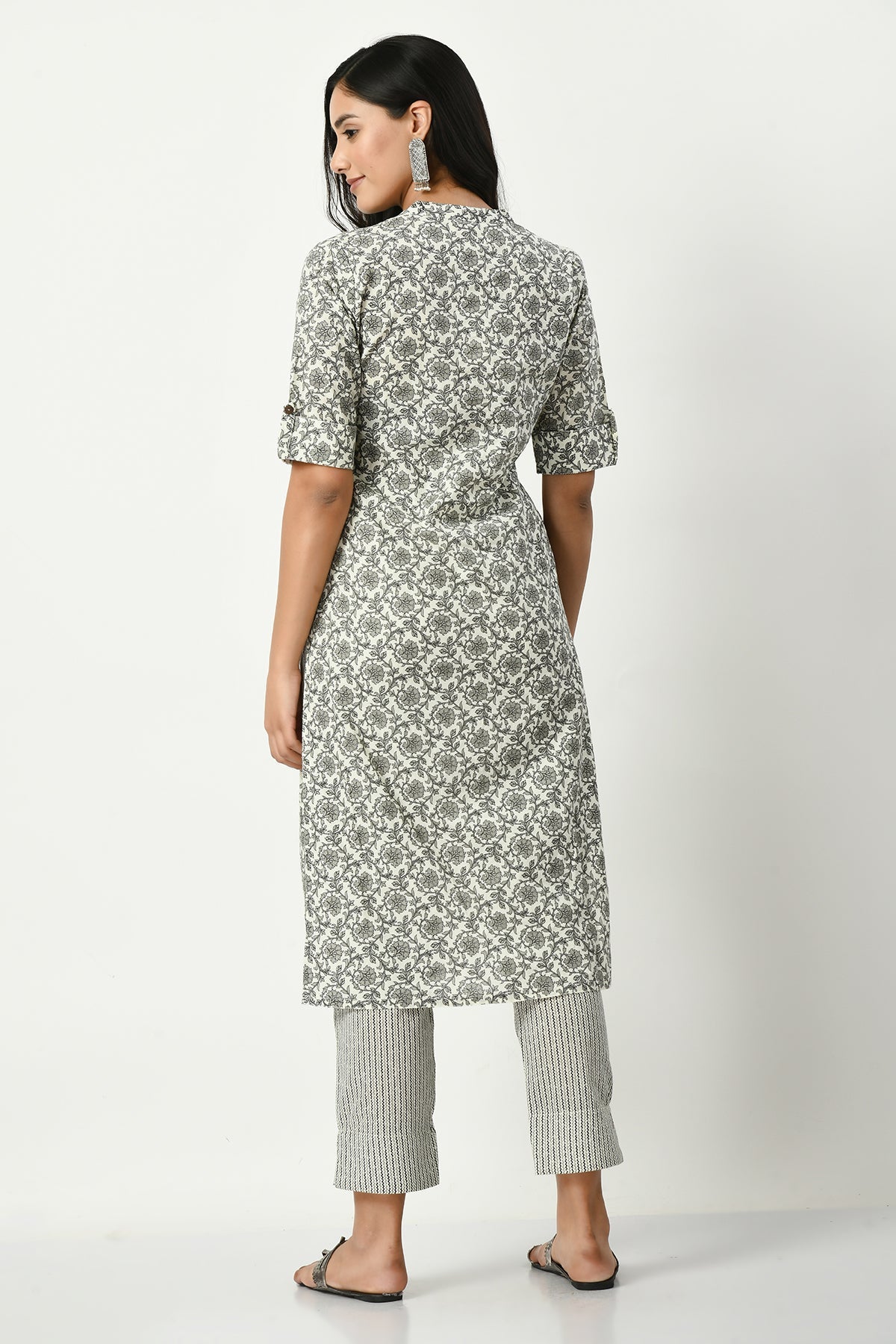 White Printed Kurta 2 Pcs Set