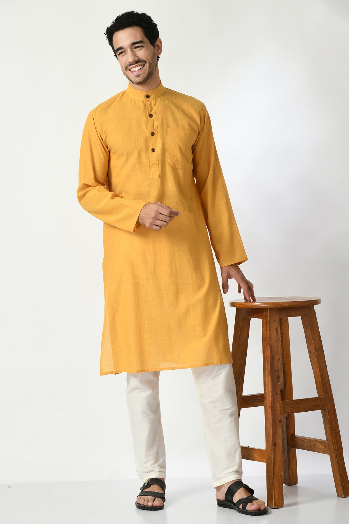 Mustard Straight Long Kurta