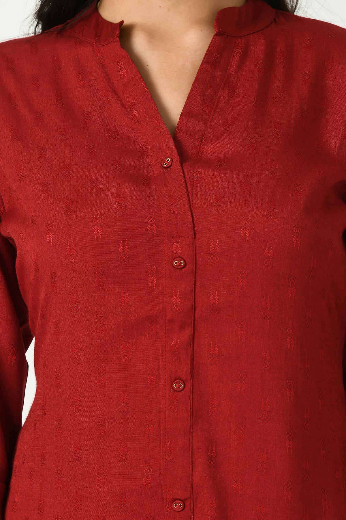 Maroon Self Design Solid Straight Kurta