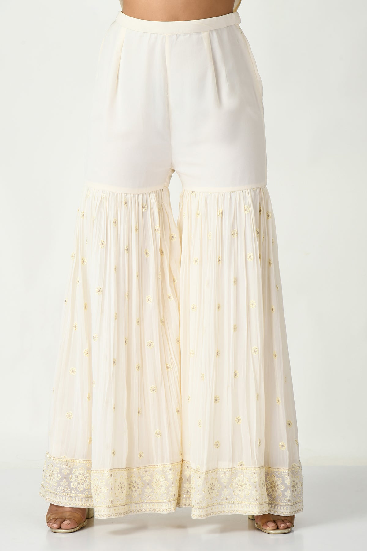 Cream Embroidered Kurta 3 Pcs Set