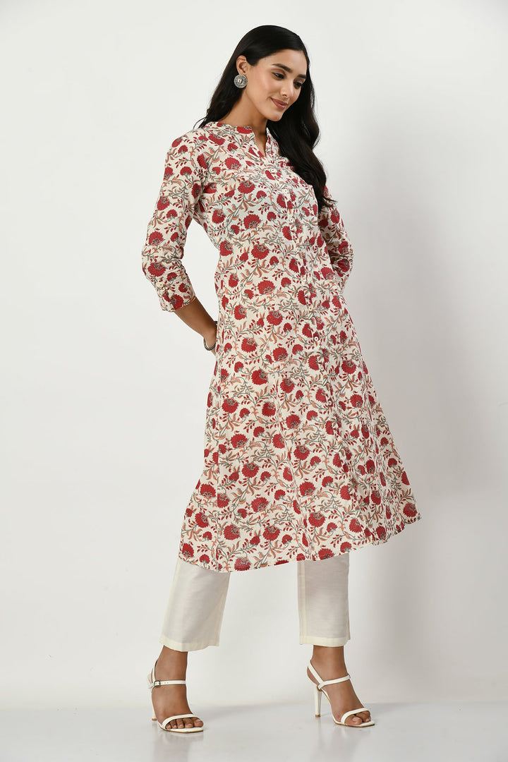 Cream Printed Kurta