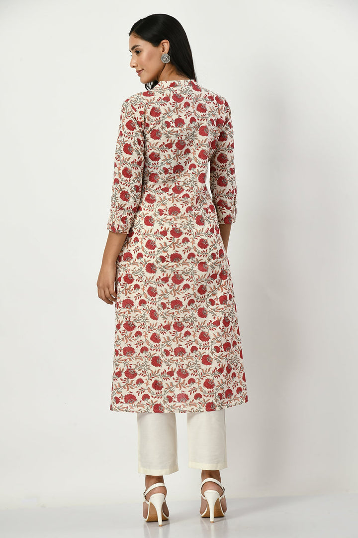 Cream Printed Kurta