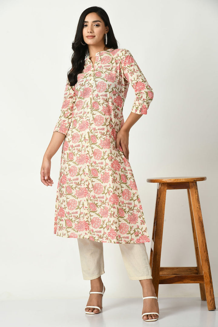Cream Printed Kurta