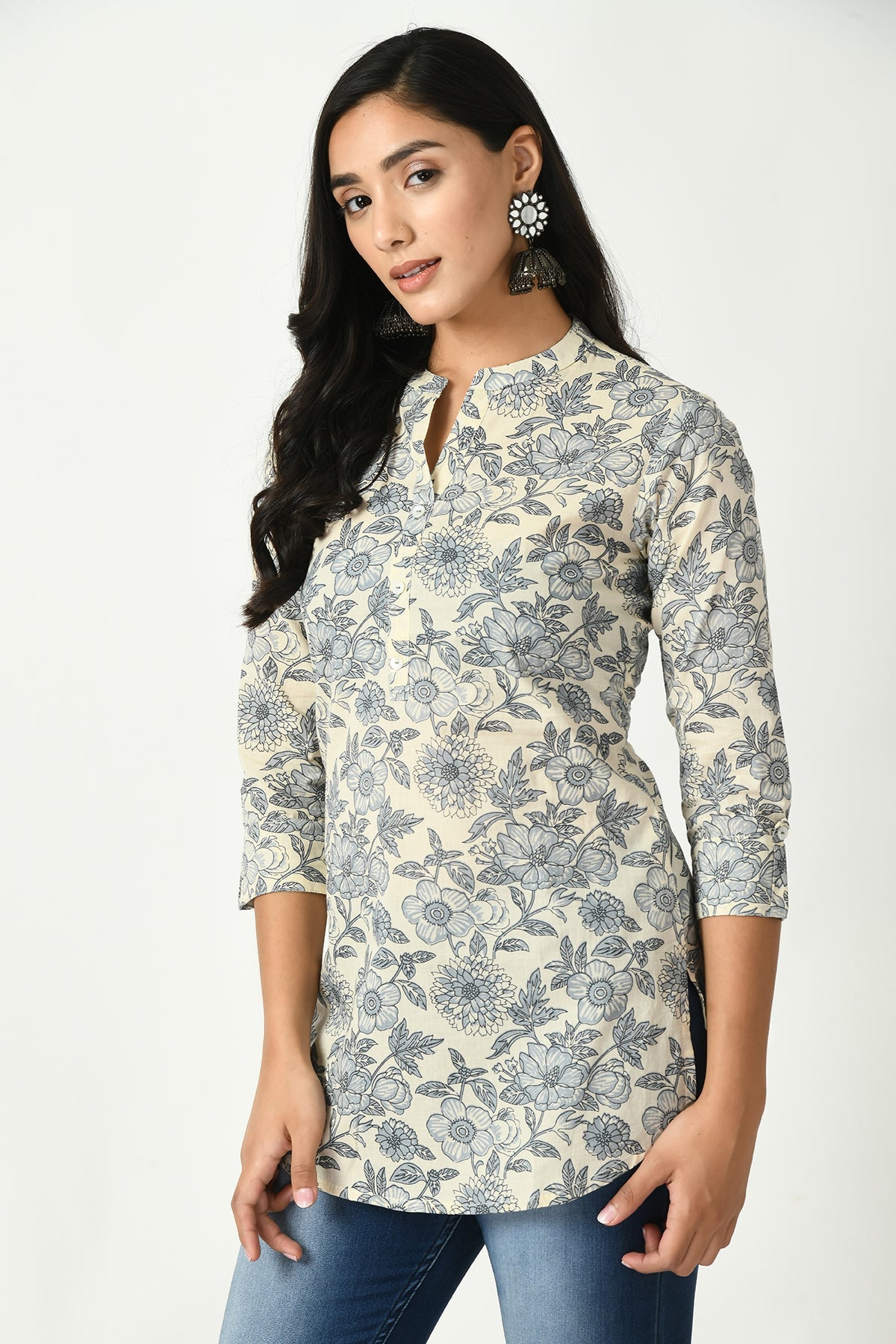 Cream Floral Printed Top