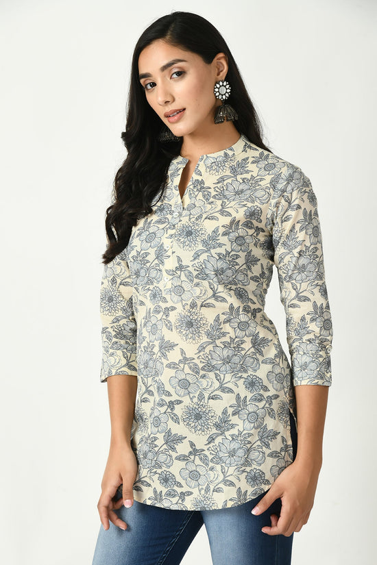 Cream Floral Printed Top