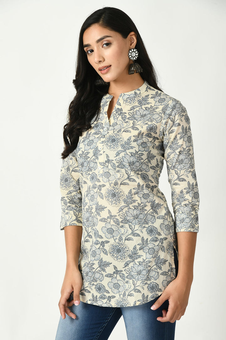 Cream Floral Printed Top